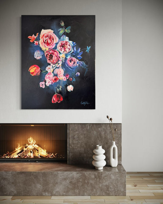 "Obsidian Bloom" Original Oil Painting