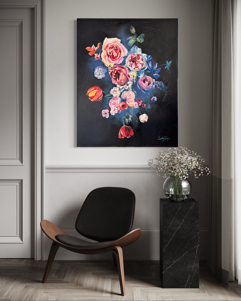 "Obsidian Bloom" Original Oil Painting