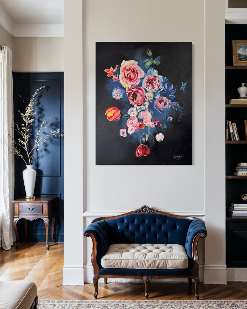 "Obsidian Bloom" Original Oil Painting